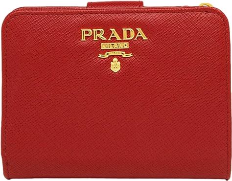 Prada Womens Saffiano Leather Rosso Red Snap Trifold Wallet